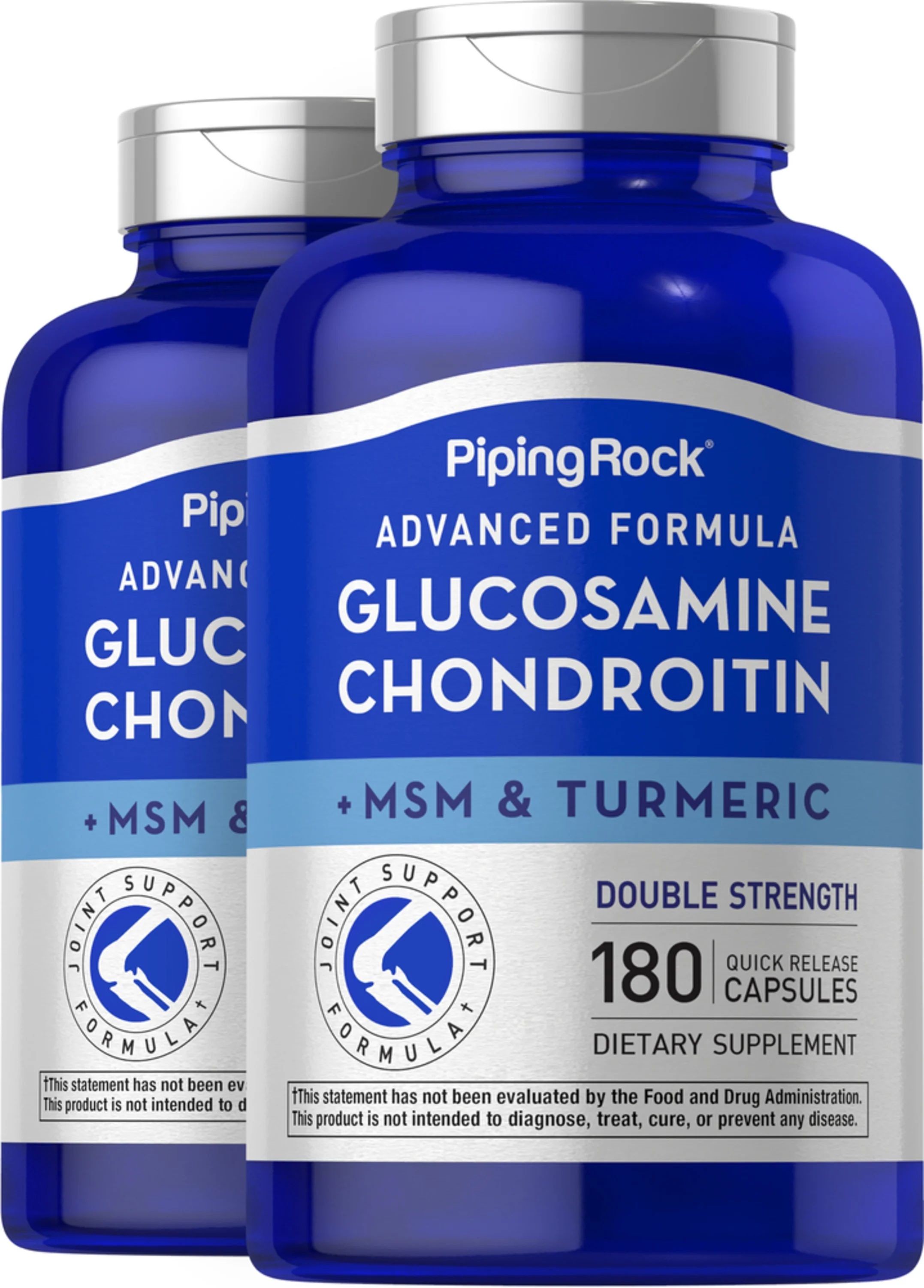 Advanced Double Strength Glucosamine Chondroitin MSM Plus Turmeric, 180 Quick Release Capsules, 2  Bottles