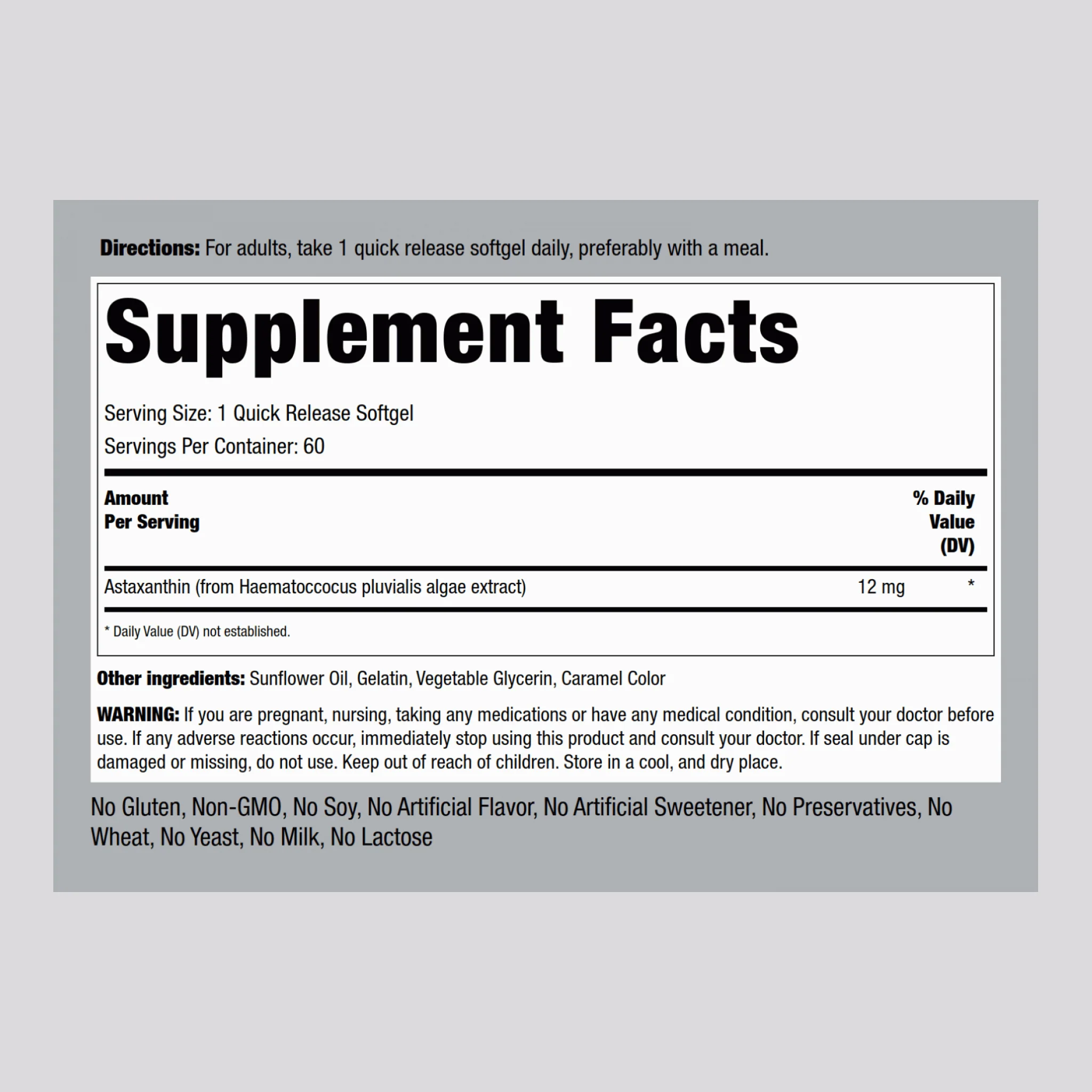 Astaxanthin, 12 mg, 60 Quick Release Softgels, 2  Bottles - Image 2