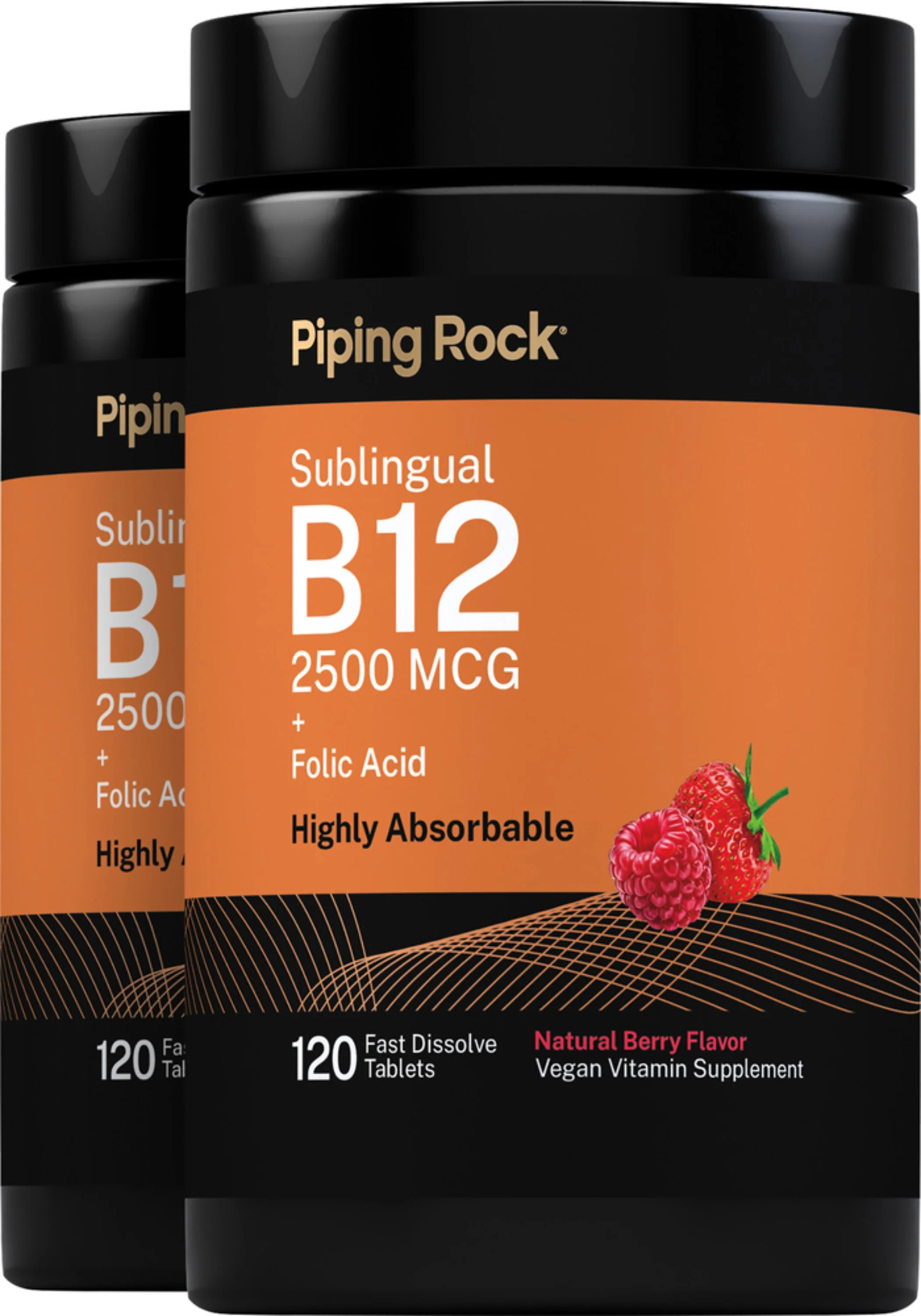 B12 2500 mcg + Folic Acid 400 mcg, 120 Fast Dissolve Tablets, 2 Bottles