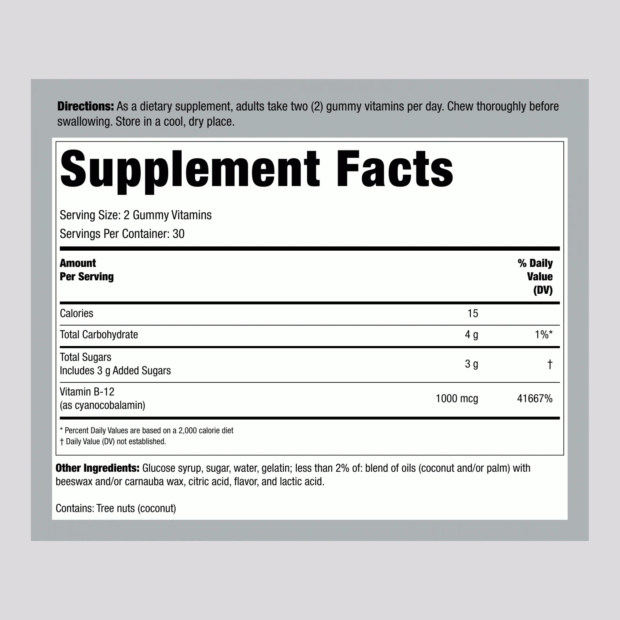 B12 (Raspberry), 1000 mcg (per serving), 60 Gummies - Image 2