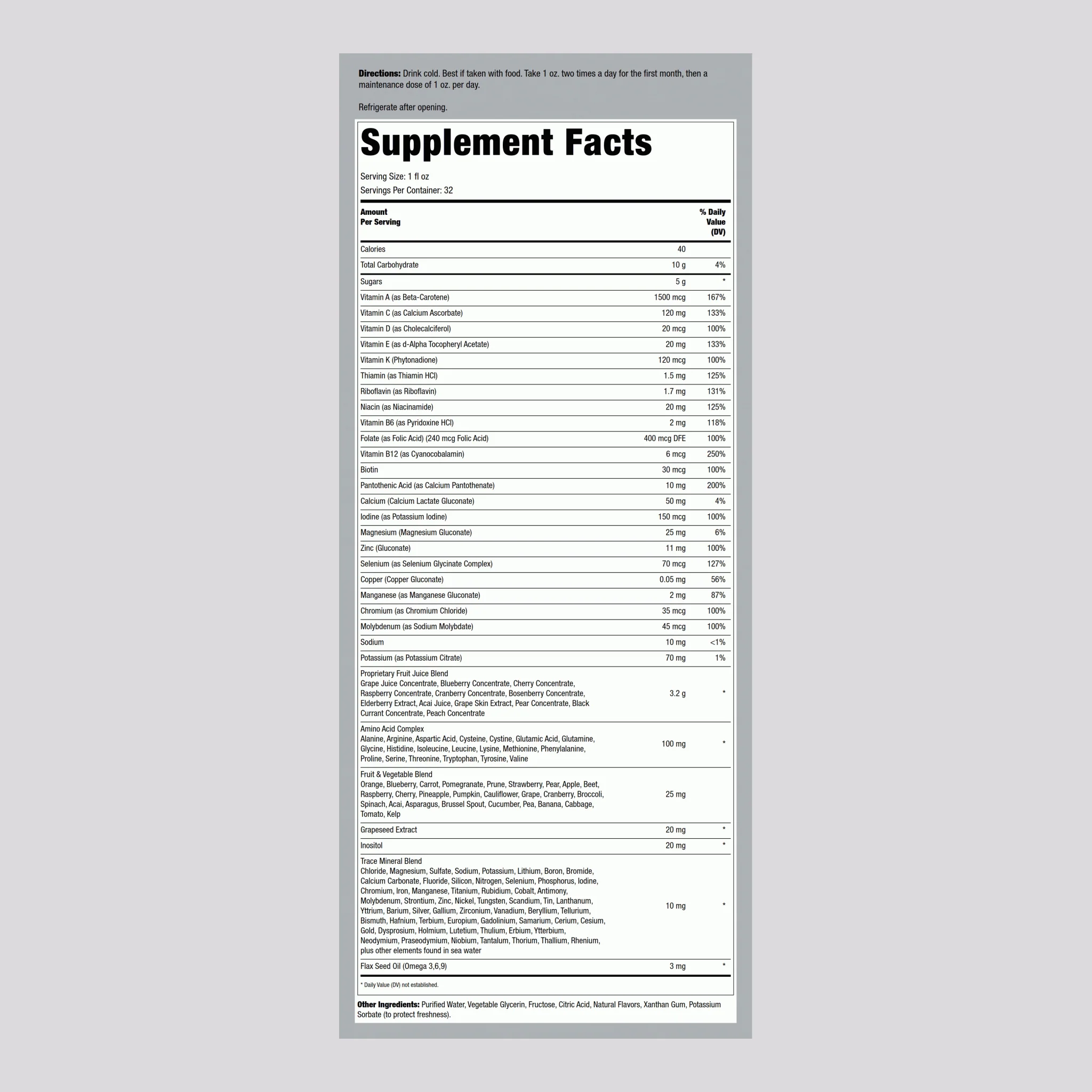 Balanced Essentials Plus Liquid Vitamin Multi (Berry), 32 fl oz (946 mL) Bottle - Image 2