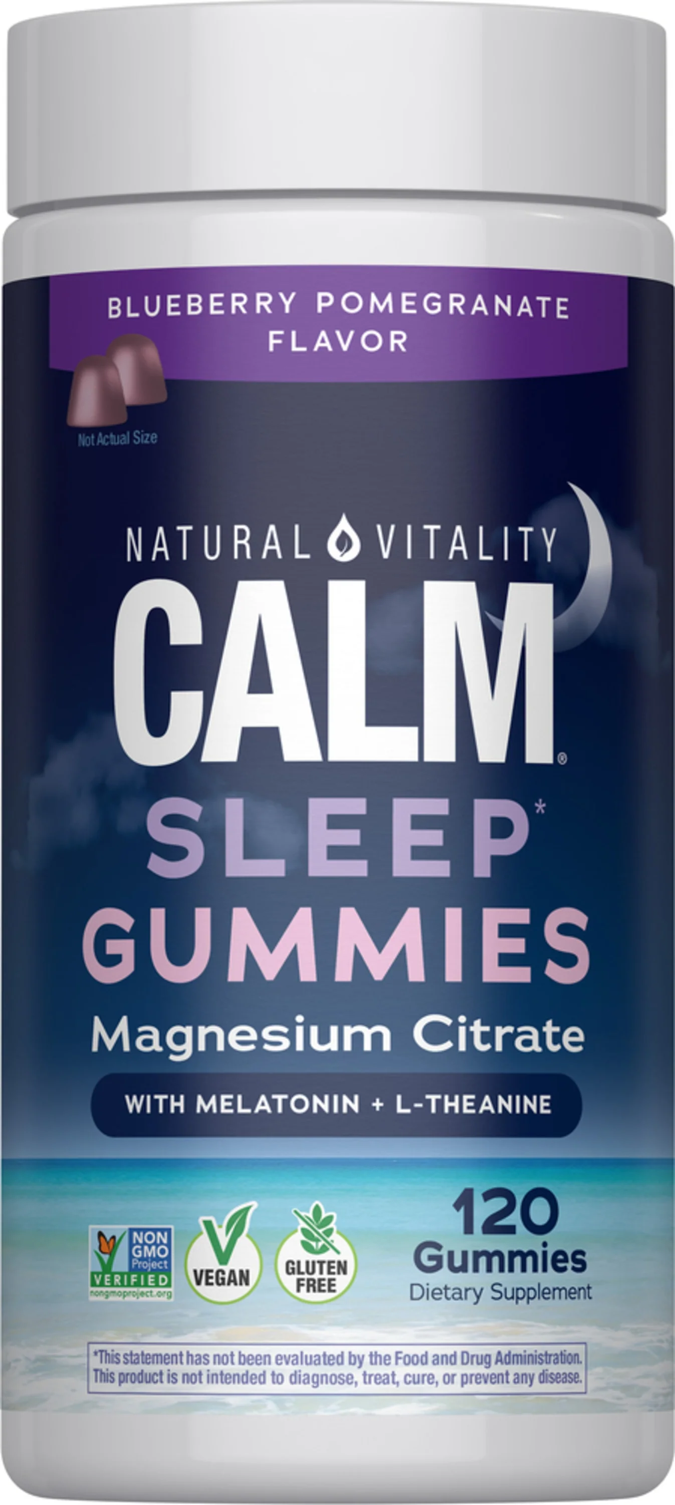 CALM Sleep with Melatonin Gummies Blueberry-Pomegranate Flavor, 120 Tasty Gummies - Image 2