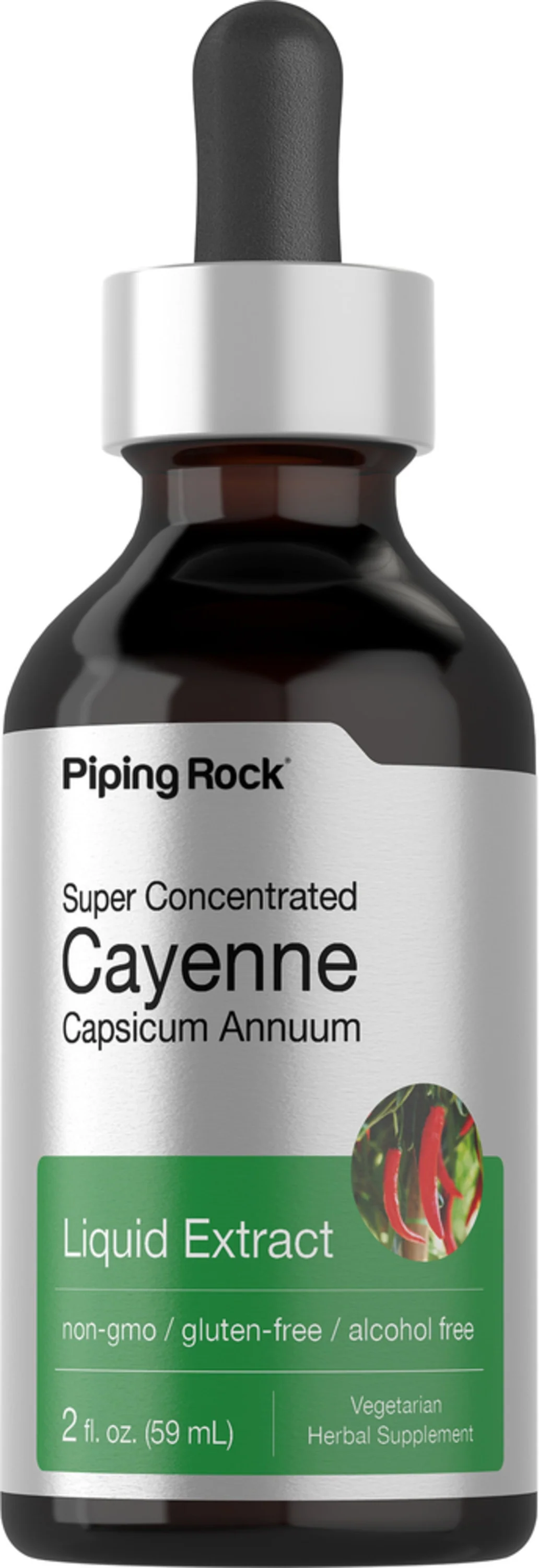 Cayenne Liquid Extract Alcohol Free, 2 fl oz (59 mL) Dropper Bottle