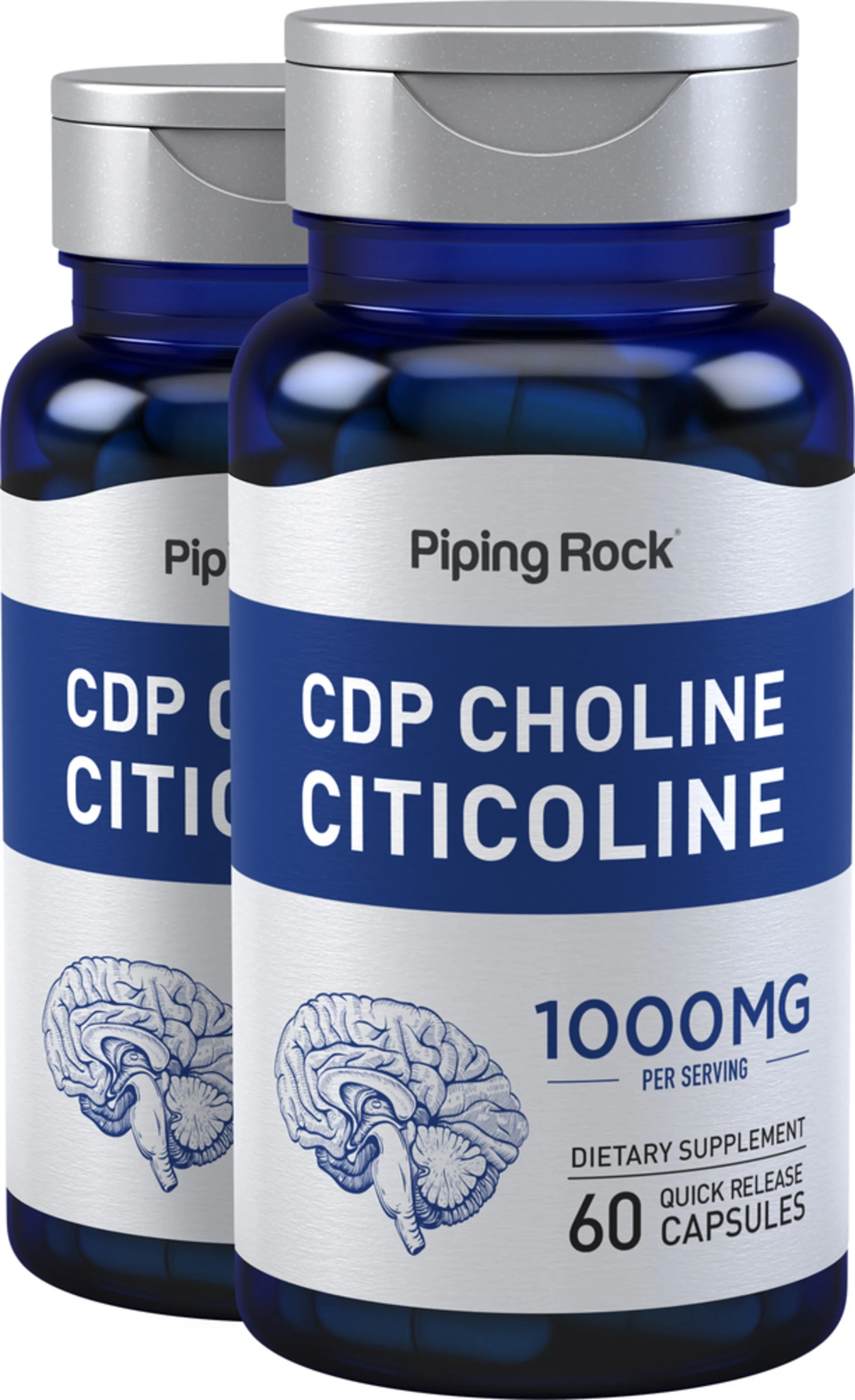 CDP Choline Citicoline, 1000 mg (per serving), 60 Quick Release Capsules, 2  Bottles