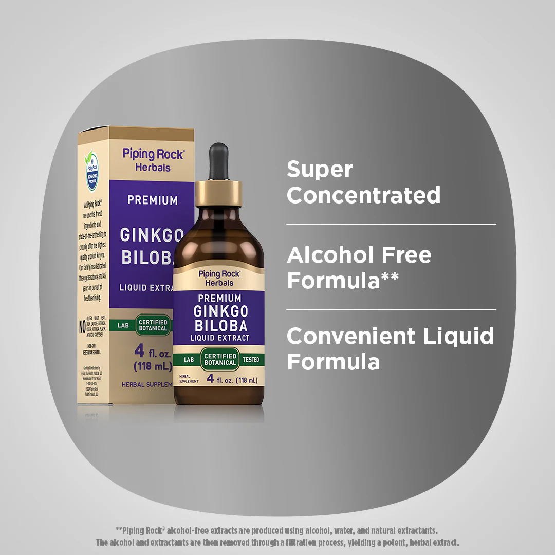 Ginkgo Biloba Liquid Extract Alcohol Free, 4 fl oz (118 mL) Dropper Bottle - Image 4
