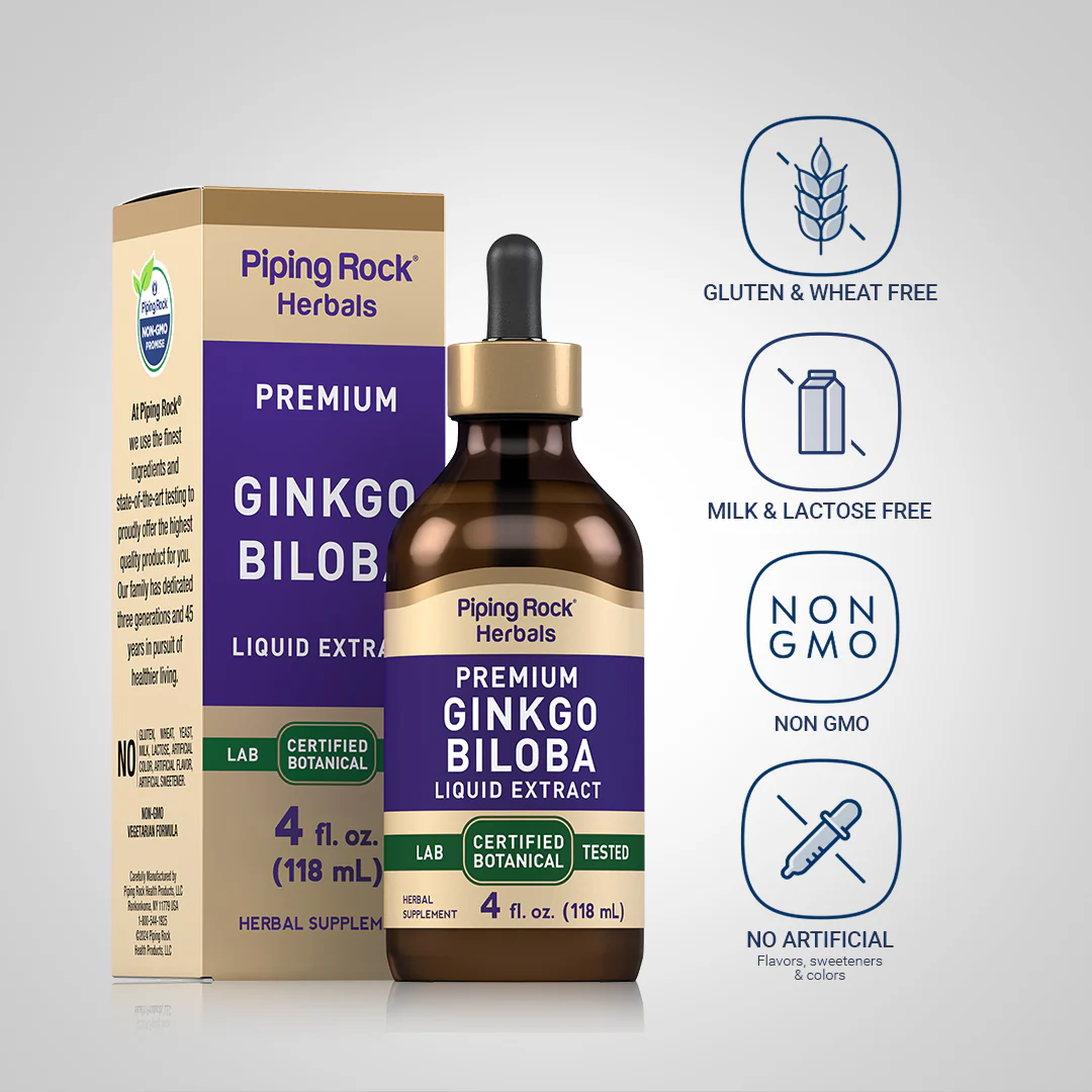 Ginkgo Biloba Liquid Extract Alcohol Free, 4 fl oz (118 mL) Dropper Bottle - Image 5