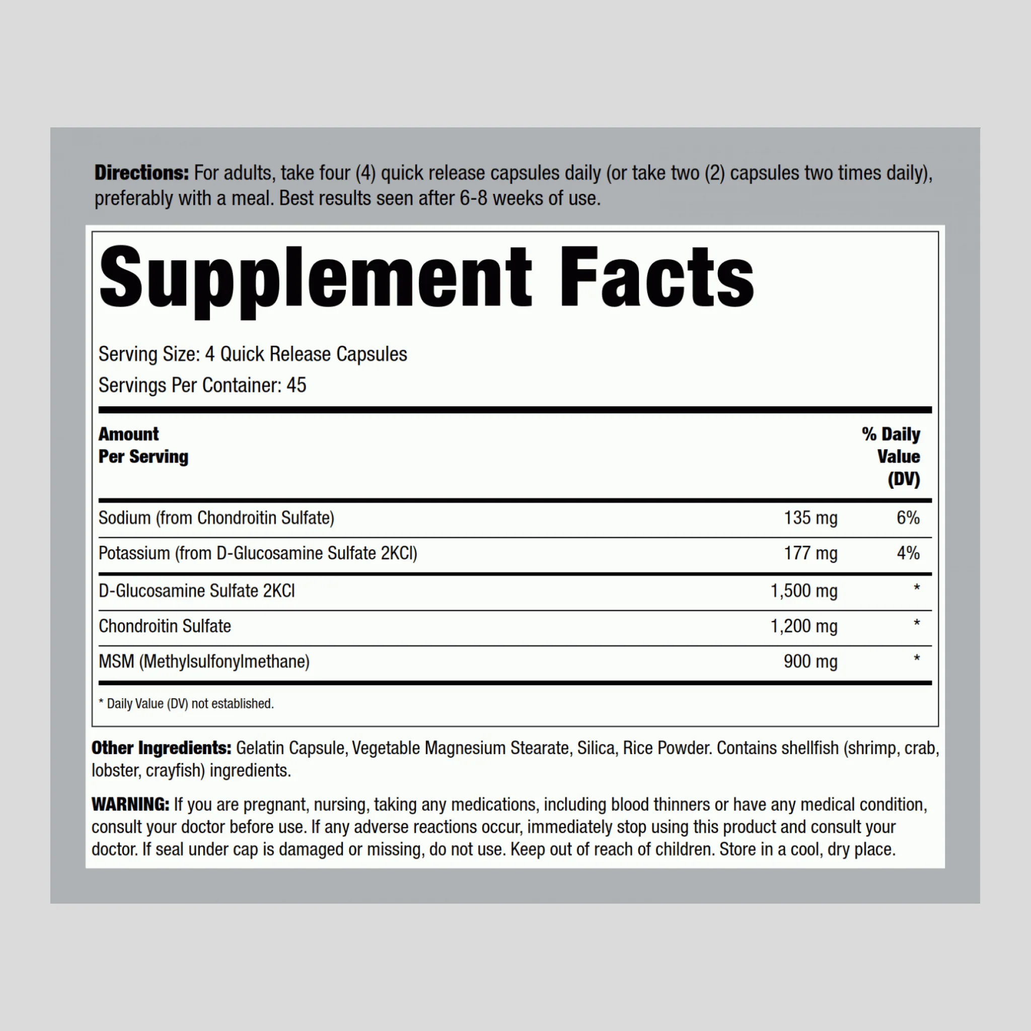 Glucosamine Chondrotin & MSM, 180 Quick Release Capsules, 2 Bottles - Image 2