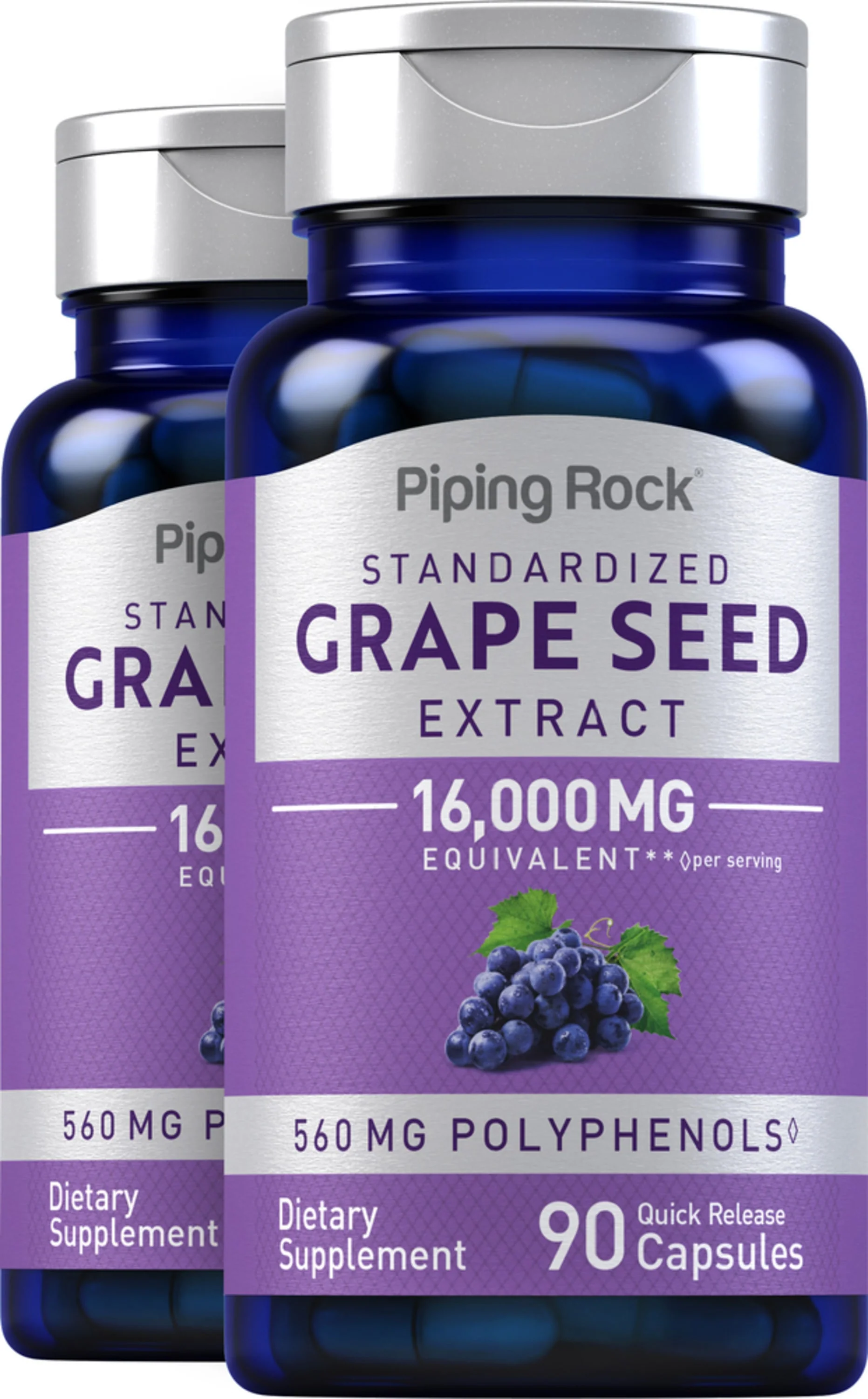 Grape Seed Extract, 16,000 mg (per serving), 90 Quick Release Capsules, 2 Bottles