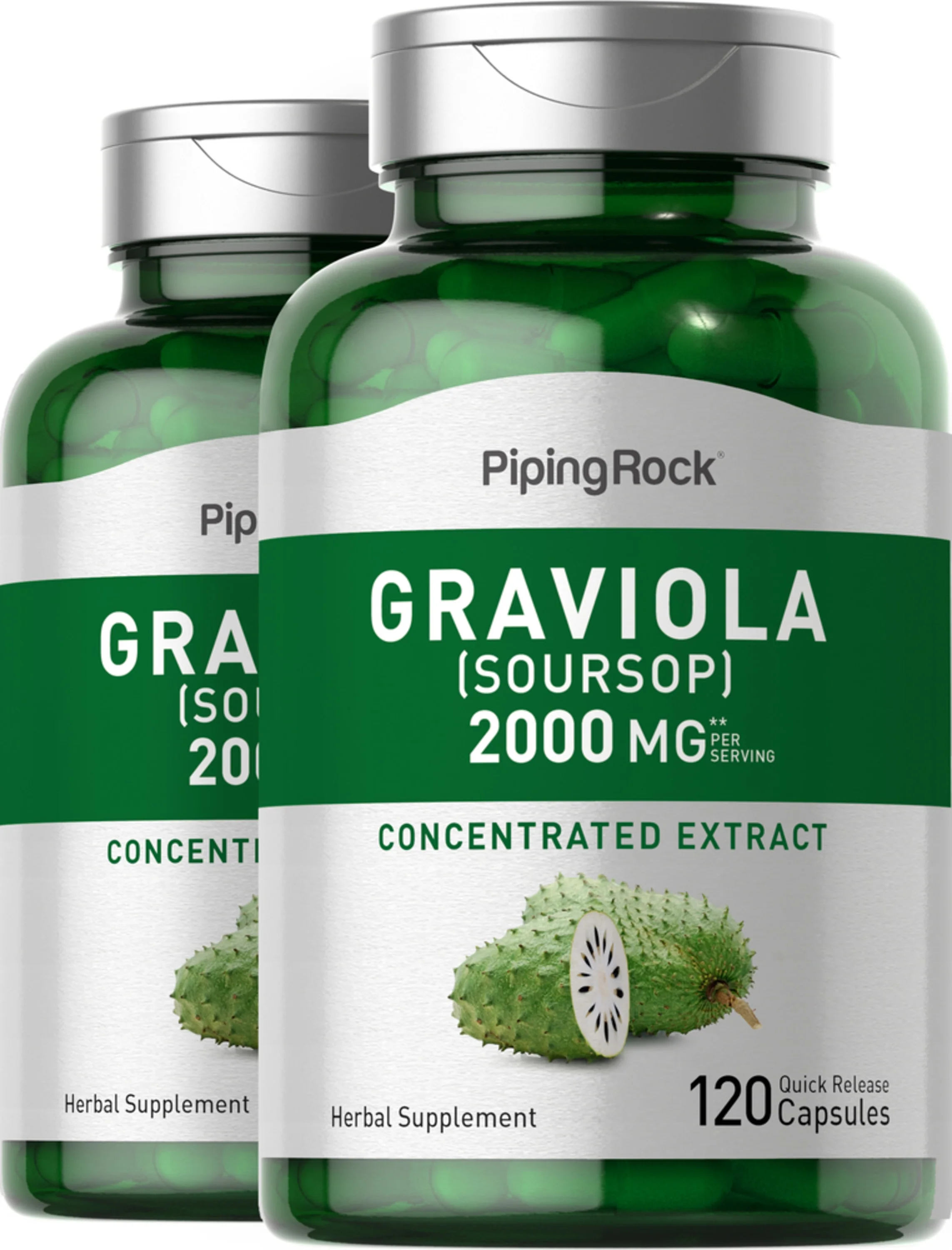 Graviola Soursop, 2000 mg (per serving), 120 Quick Release Capsules, 2 Bottles