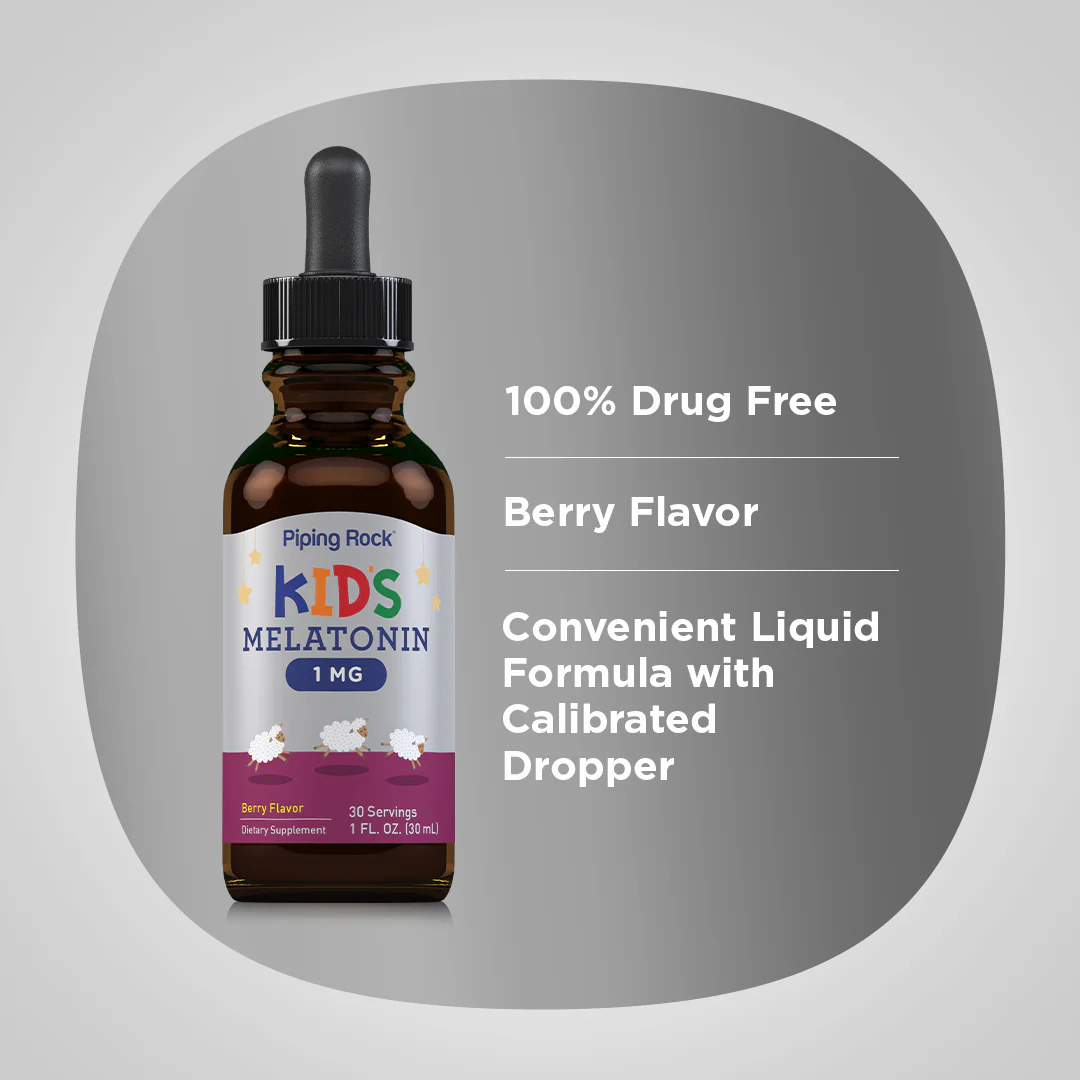 Kids Melatonin (3 Pack) (Delicious Berry), 1 mg, 1 fl oz (30 mL) Dropper Bottle - Image 3