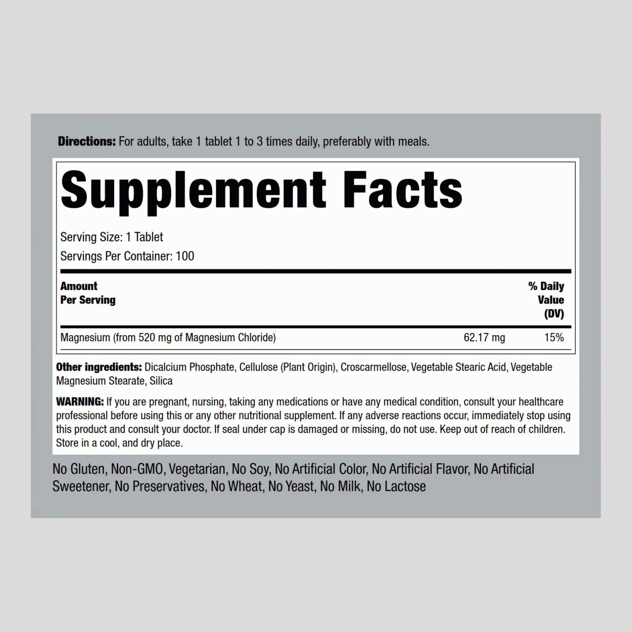 Magnesium Chloride, 520 mg, 100 Tablets, 2 Bottles - Image 2