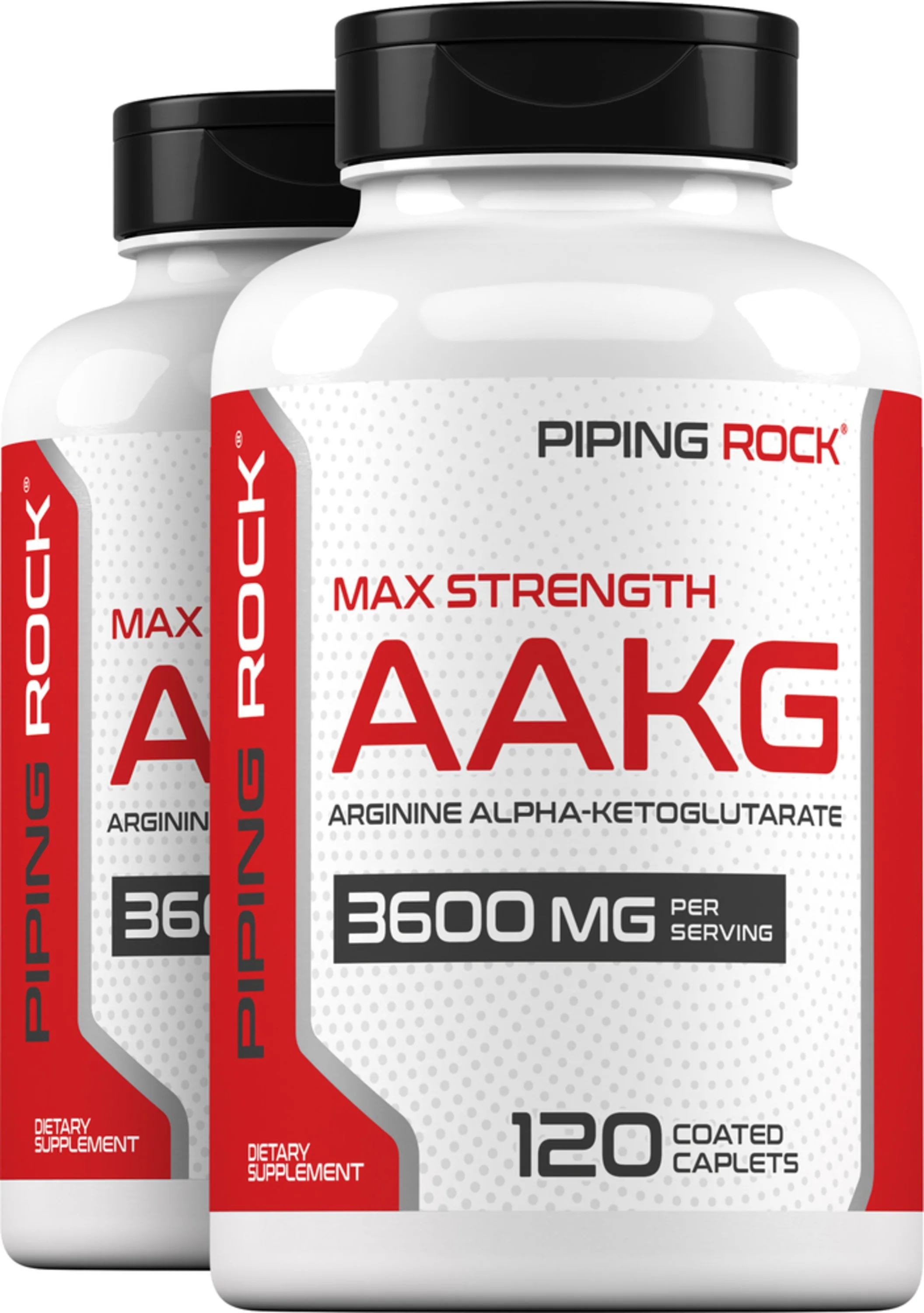 Max Strength AAKG Arginine Alpha-Ketoglutarate (Nitric Oxide Enhancer), 3600 mg (per serving), 120 Coated Caplets, 2  Bottles