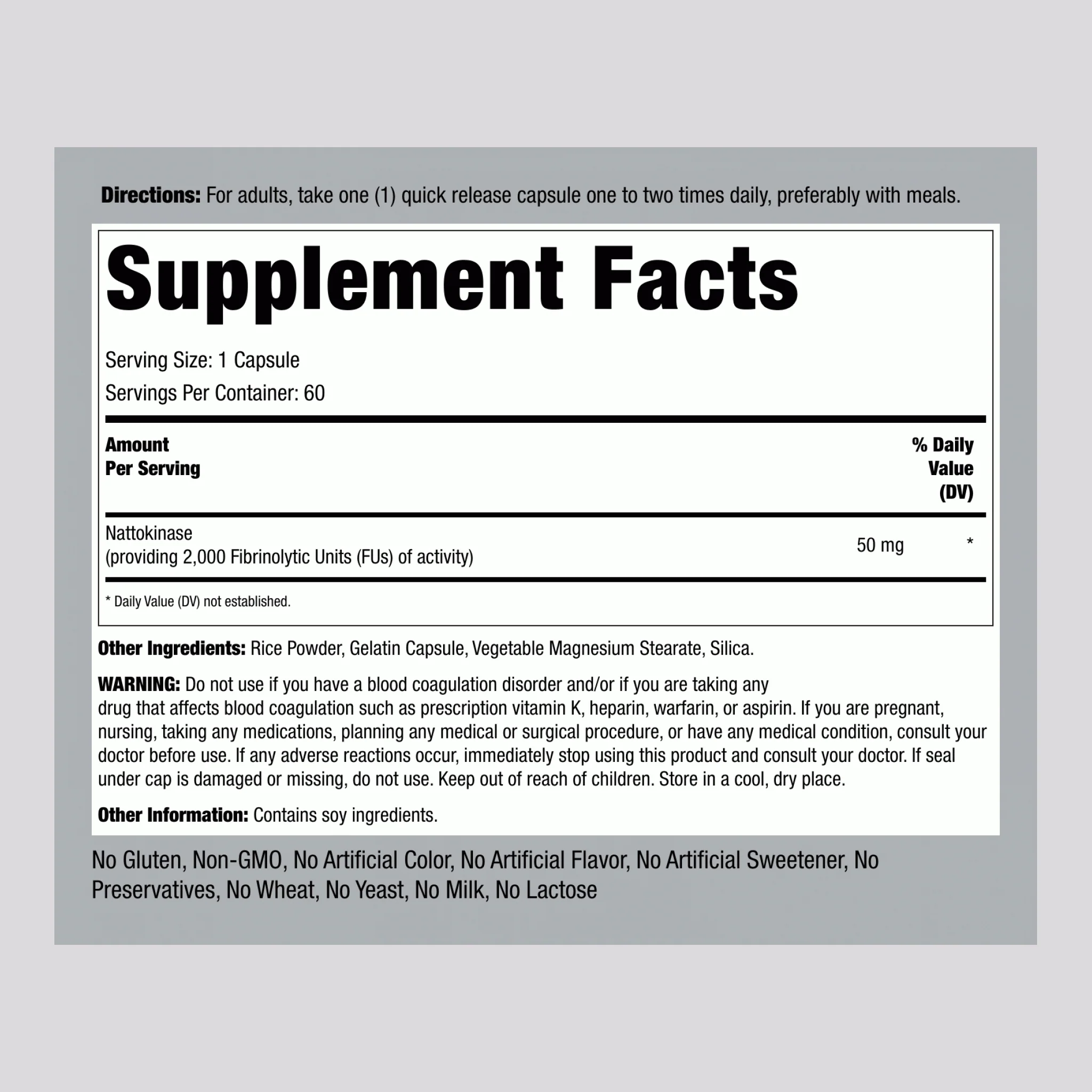 Nattokinase (2,000 FU), 60 Quick Release Capsules, 2 Bottles - Image 2