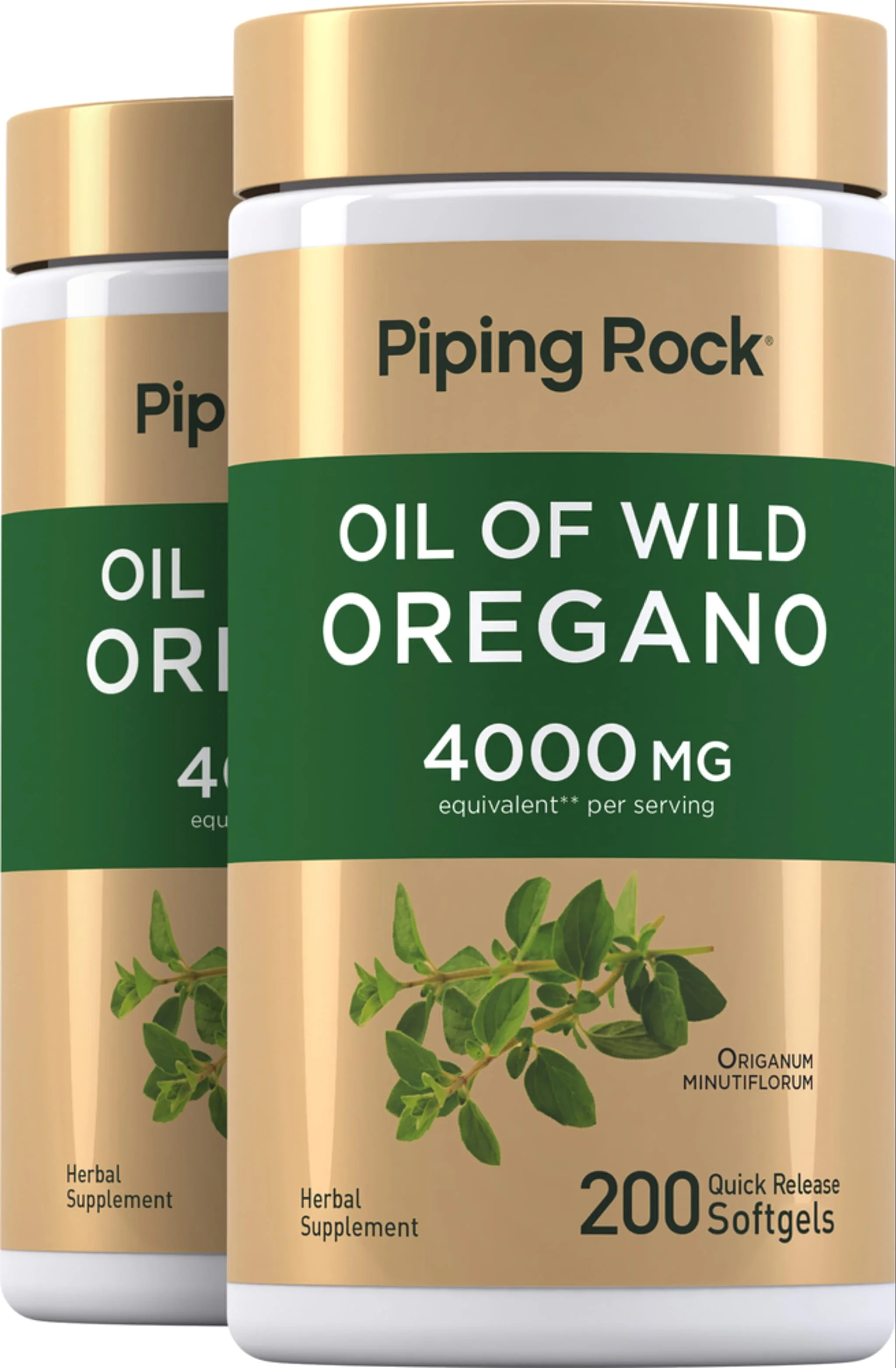 Oil of Oregano, 4000 mg (per serving), 200 Quick Release Softgels, 2 Bottles