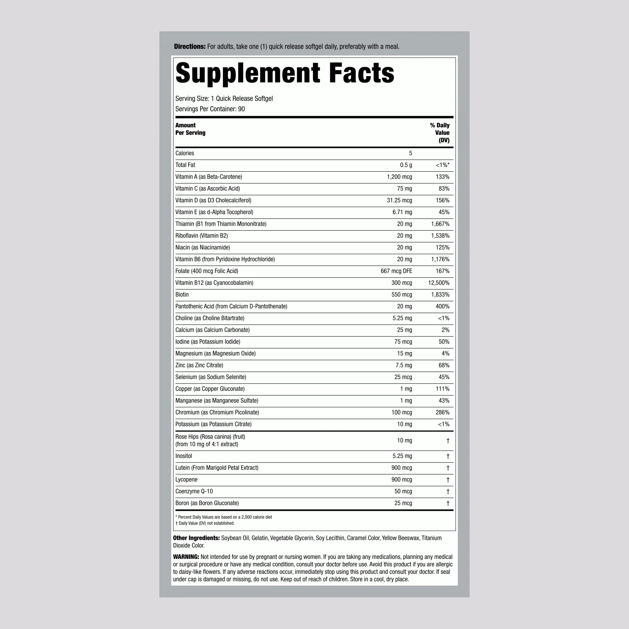 Pink Women's Multi 1 Iron Free, 90 Quick Release Softgels - Image 2