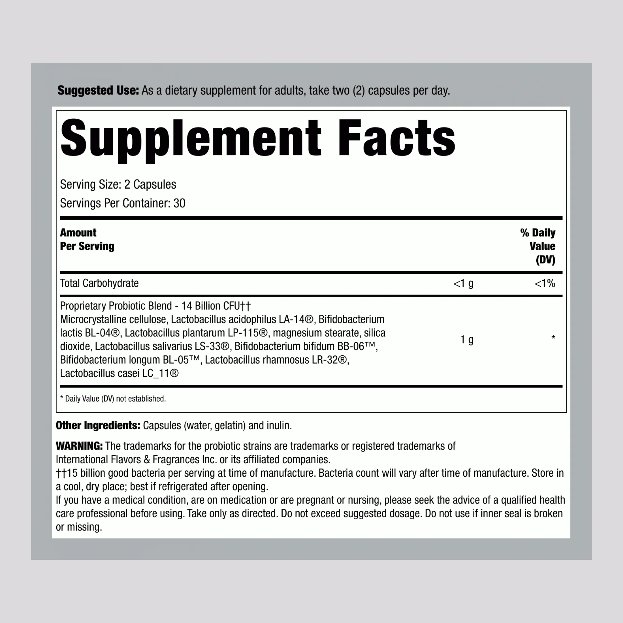 Probiotic 14 Billion, 60 Capsules - Image 2