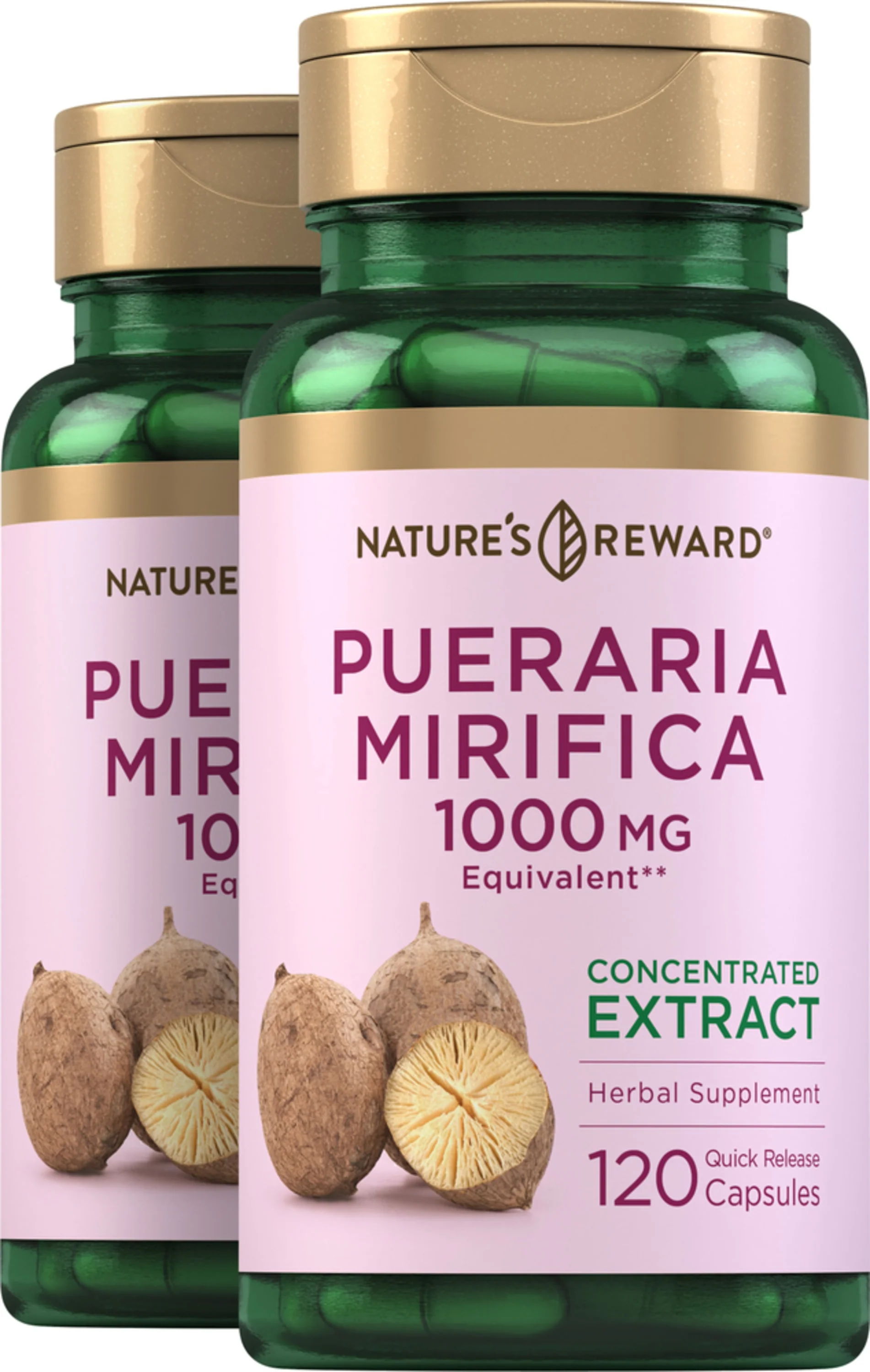 Pueraria Mirifica, 1000 mg, 120 Quick Release Capsules, 2 Bottles