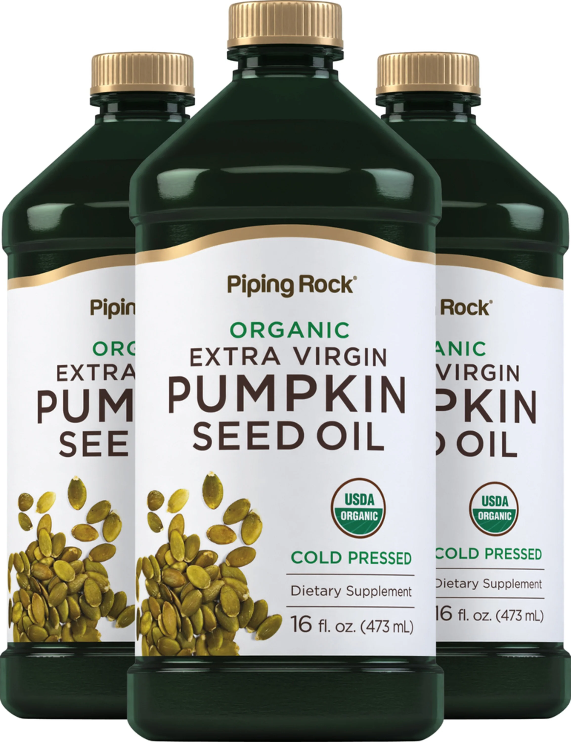 Pumpkin Seed Oil Cold Pressed (Organic), 16 fl oz (473 mL) Bottles, 3 Bottles