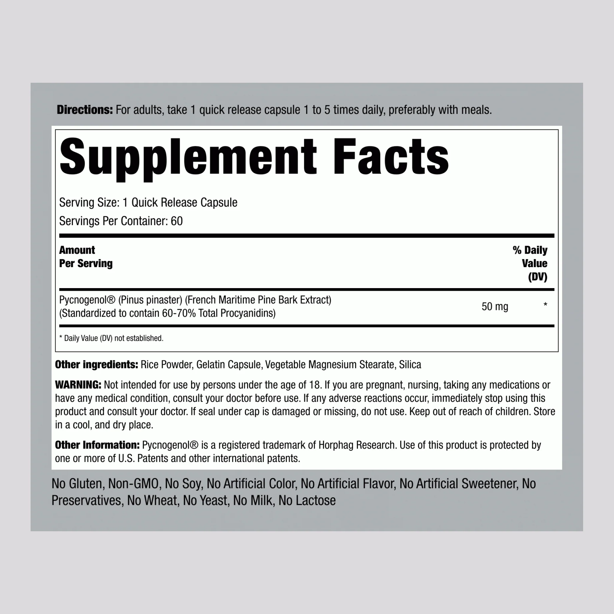 Pycnogenol, 50 mg, 60 Quick Release Capsules, 2 Bottles - Image 2