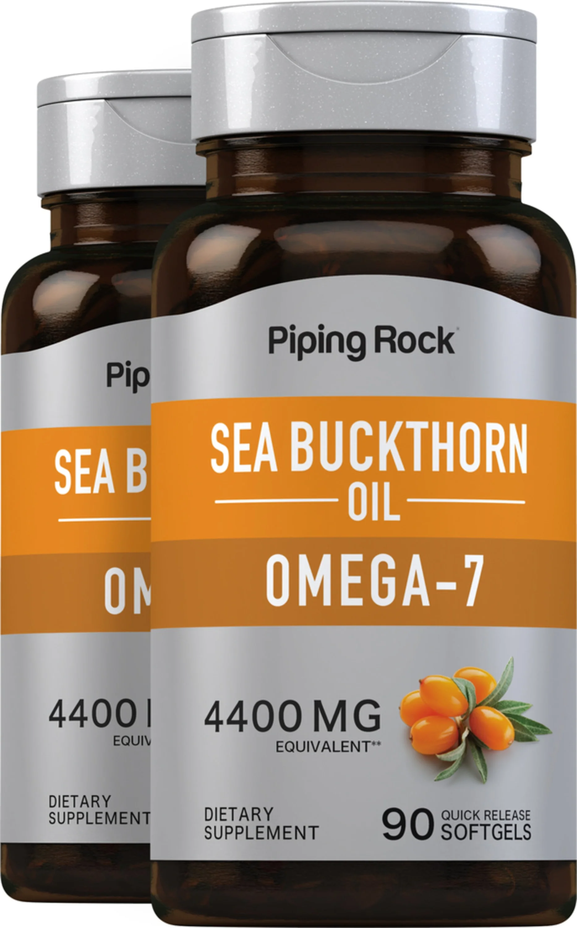 Sea Buckthorn Oil with Omega-7, 4400 mg, 90 Quick Release Softgels, 2 Bottles