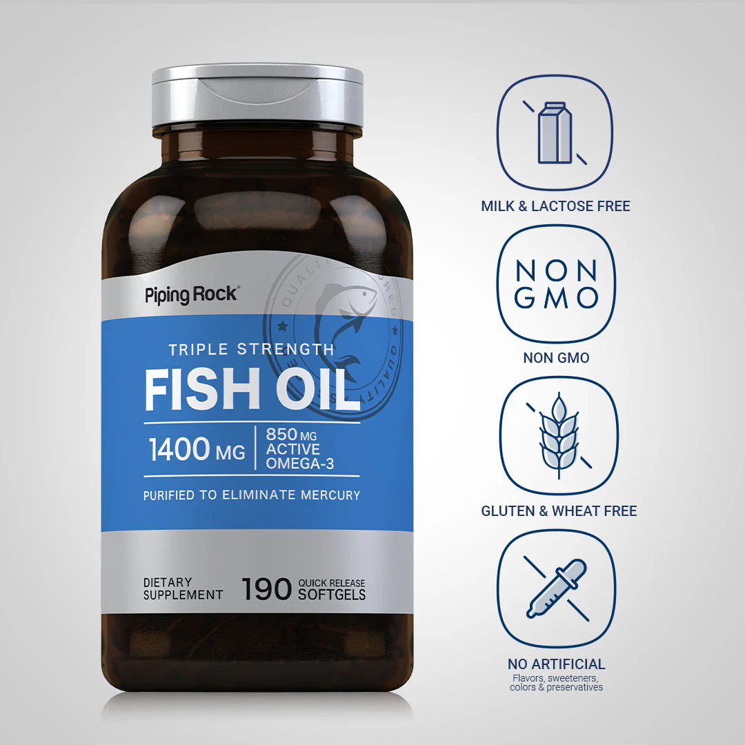 Triple Strength Omega-3 Fish Oil 1400 mg (850 mg Active Omega-3), 190 Quick Release Softgels - Image 4