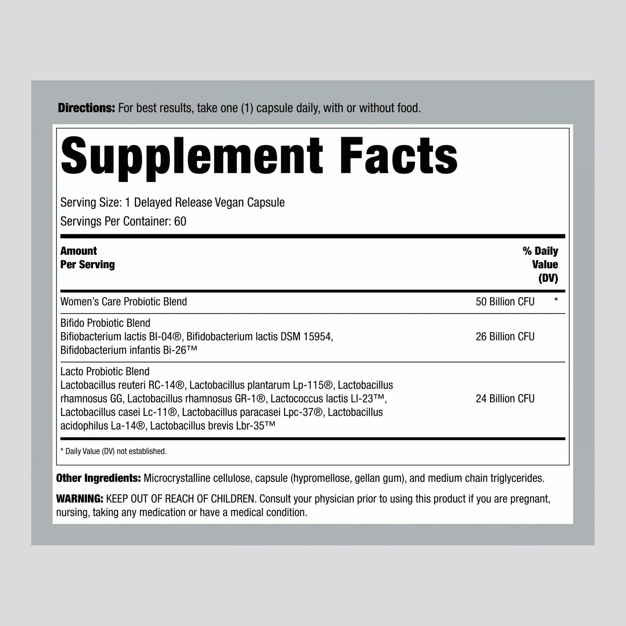 Ultimate Flora Women's Vaginal Care Probiotic 50 Billion, 60 Delayed Release Vegan Caps - Image 2