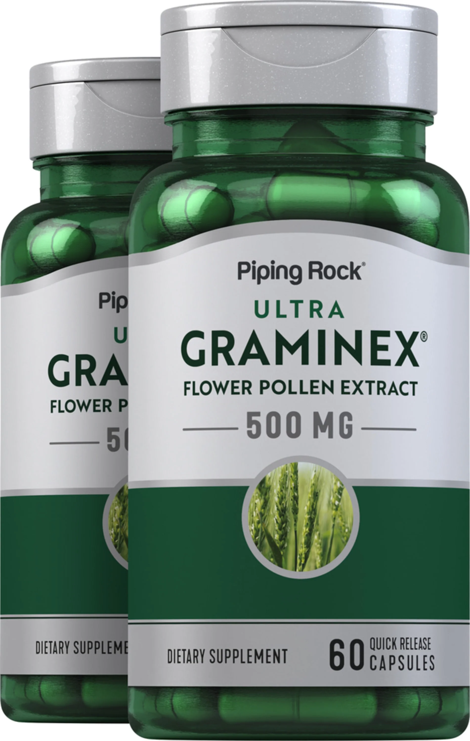 Ultra Graminex Flower Pollen Ext, 500 mg, 60 Quick Release Capsules, 2  Bottles