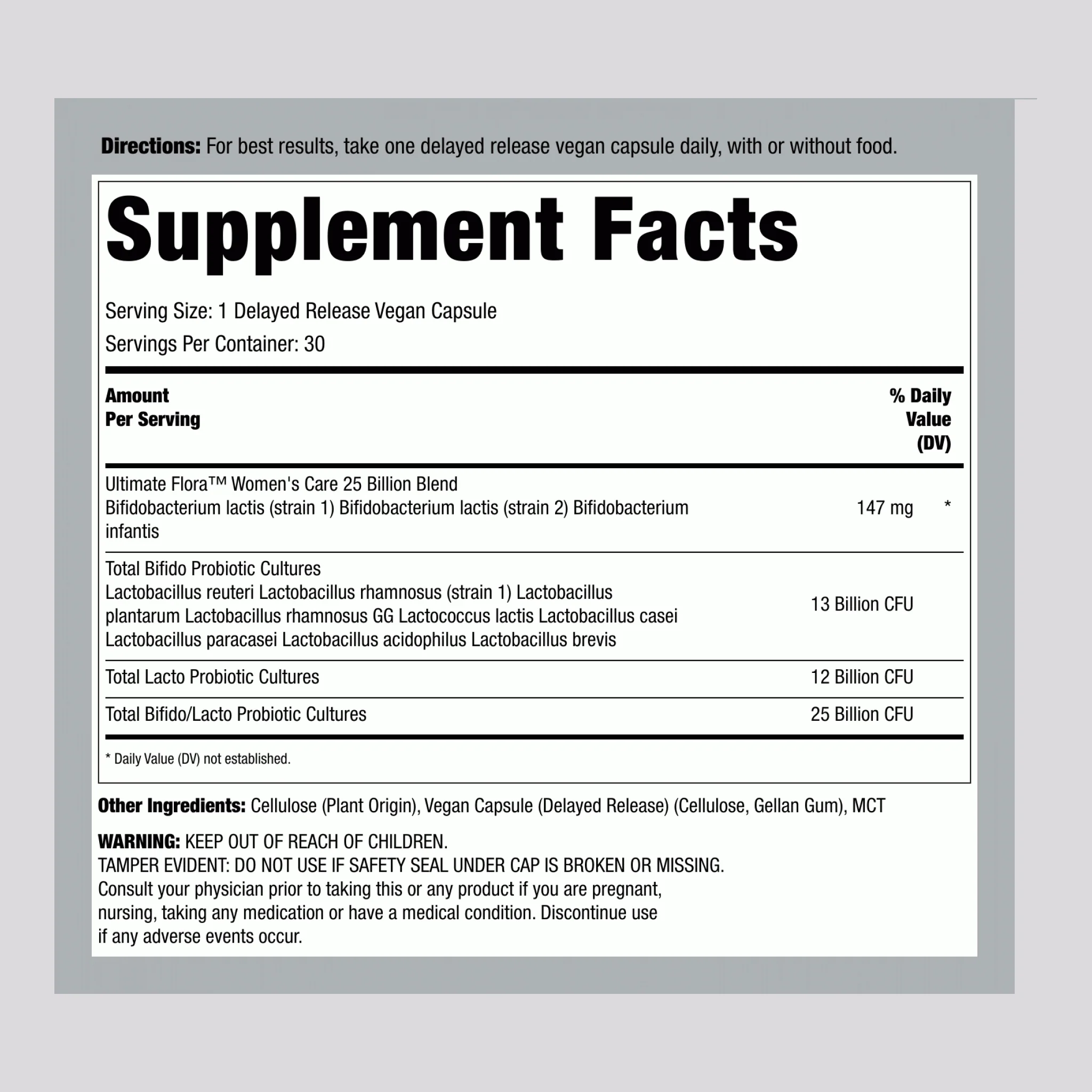 Women's Prebiotic & Probiotic 25 Billion CFU, 30 Delayed Release Vegan Caps - Image 2